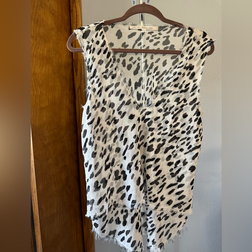 Rachel Roy Animal Print Sheer Blouse, Size L